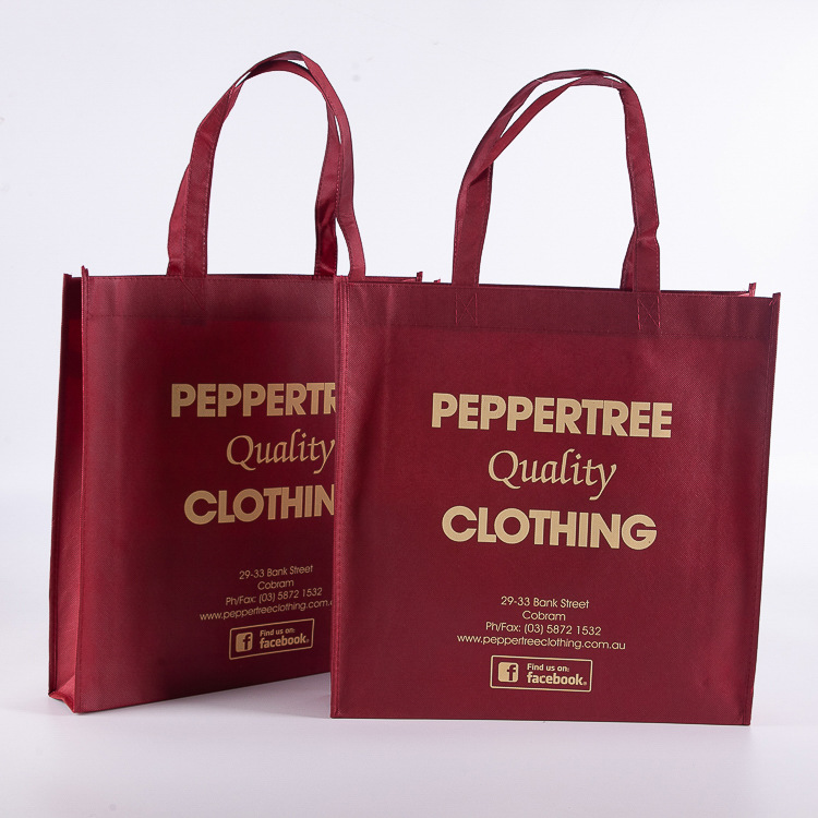無紡布袋子酒紅色無紡布袋絲印金色logo服裝店手提袋廣告手提袋
